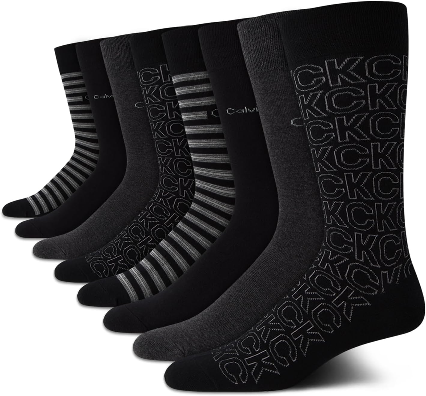 Calvin Klein Mens Dress Socks - Soft Cotton Blend Crew Socks