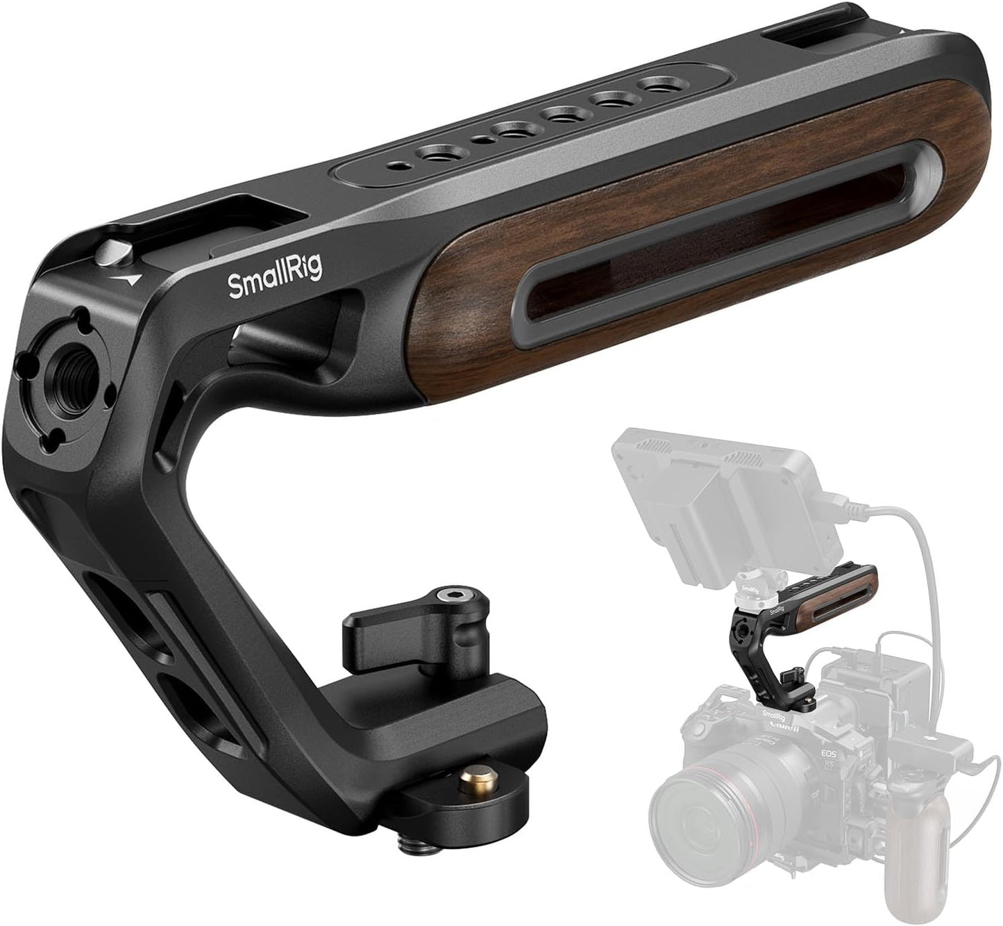 SmallRig Wooden Top Handle with NATO Clamp for Camera Cages