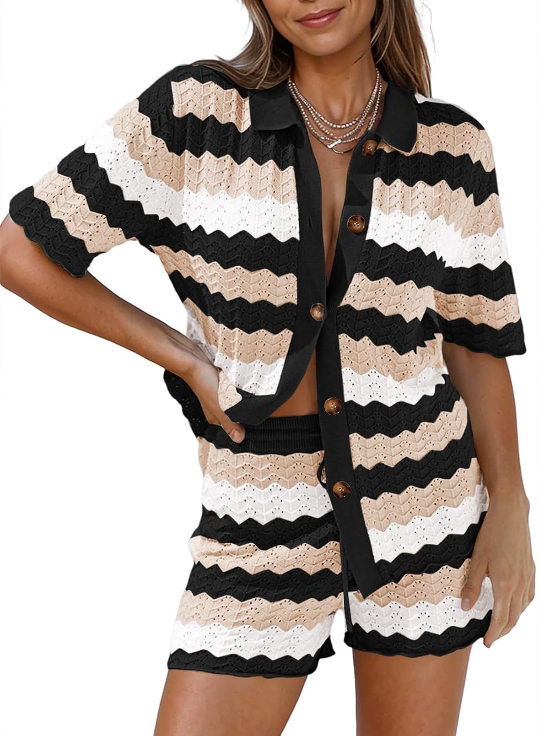 Pink Queen Women Knit Shorts Set for Casual and Stylish Wear