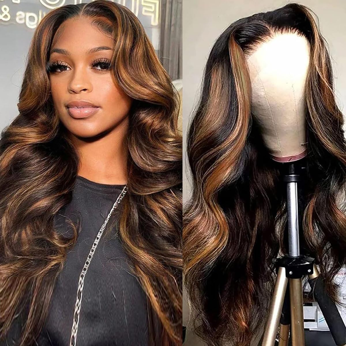 30 inch 13x6 Highlight Body Wave Lace Front Wigs for Women