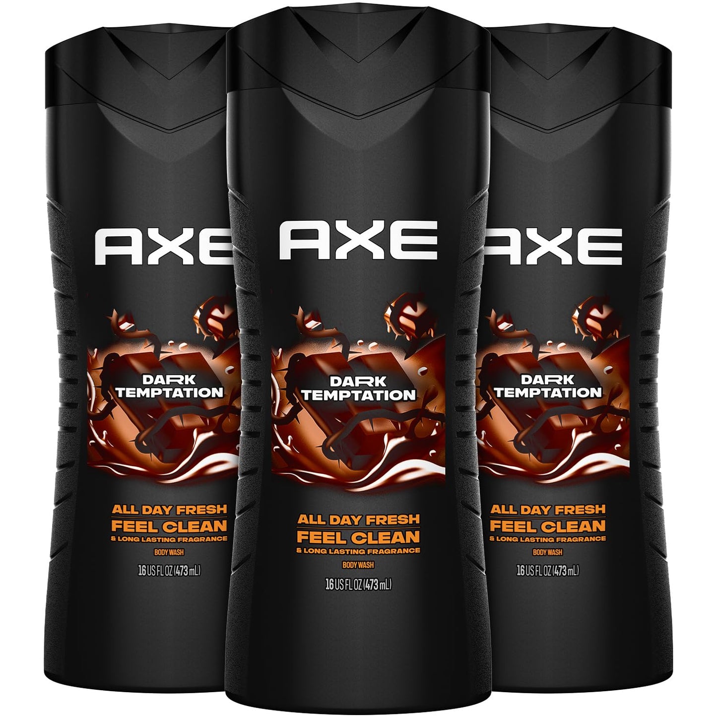 AXE Men's Body Wash Dark Temptation 3-Pack for Freshness