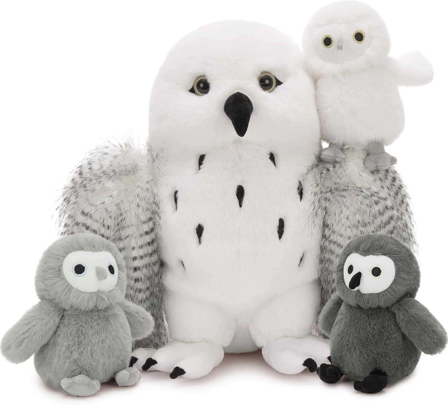 4Pcs Owl Plush Set - Adorable Giant Mother Owl with Babies