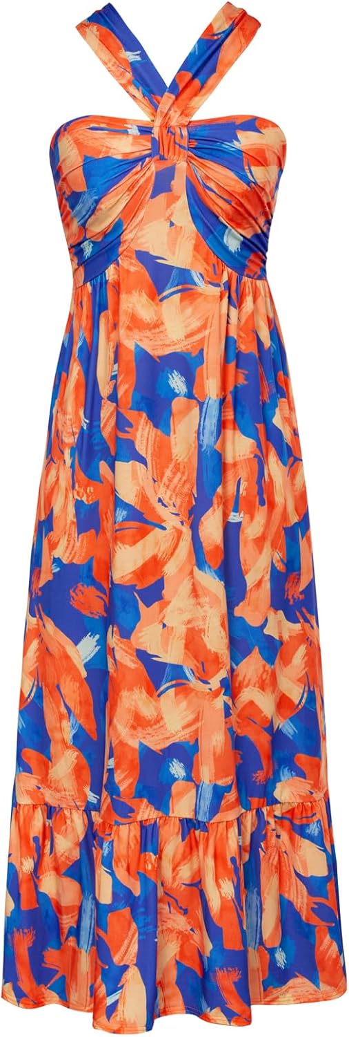 Criss Cross Halterneck Maxi Dress for Women by GRACE KARIN