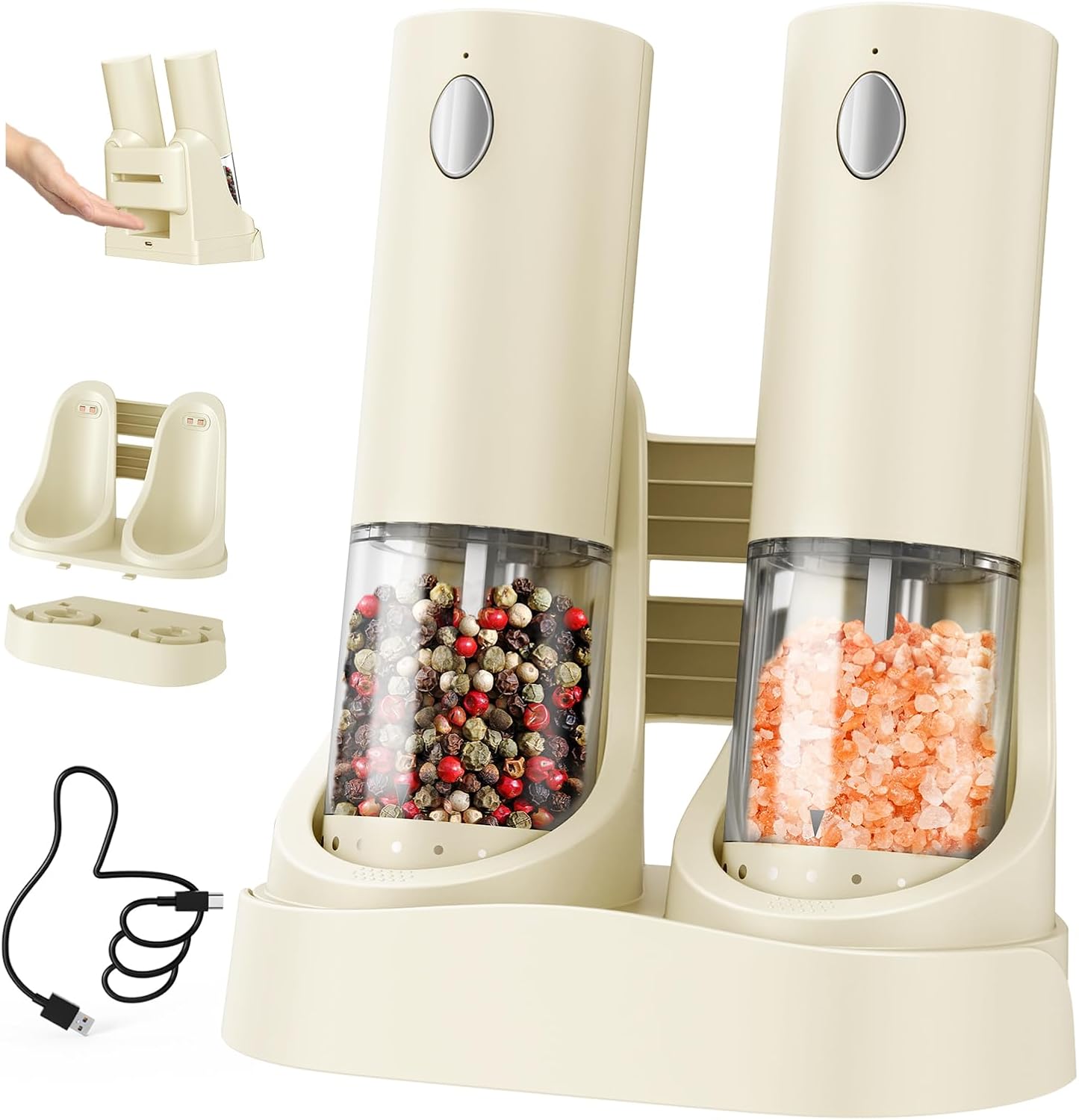 CIRCLE JOY Electric Salt and Pepper Grinder Set with LED Light