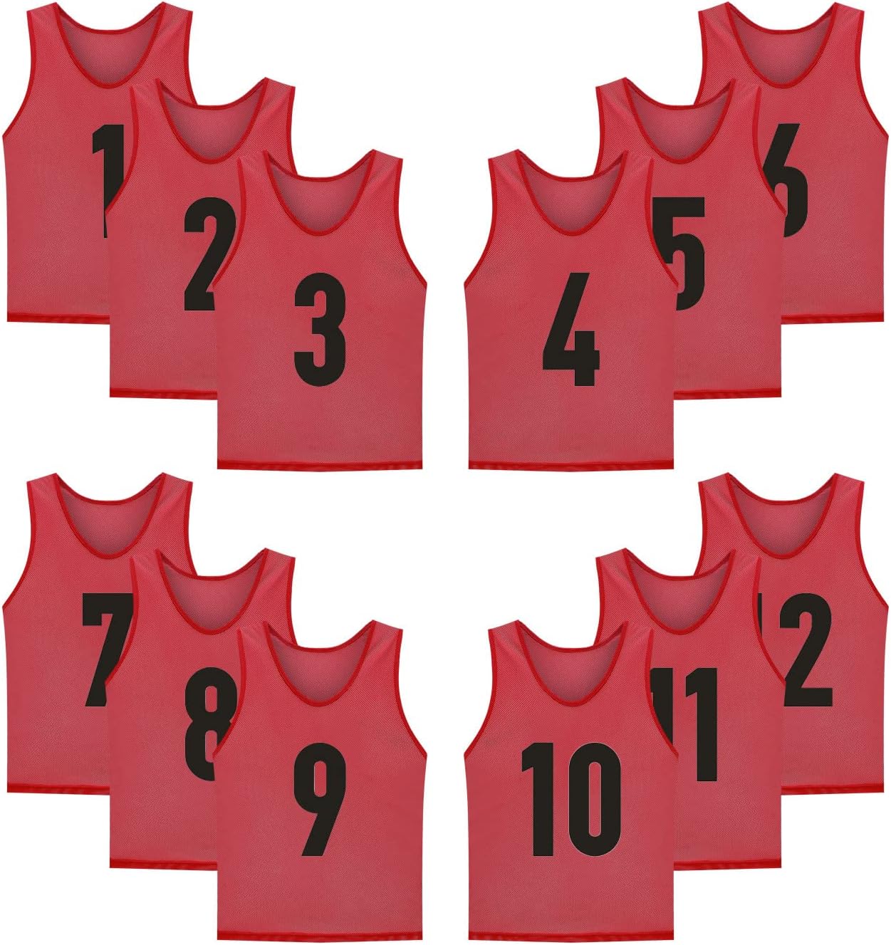 12 Pack Numbered Jerseys for Team Training and Sports Activities