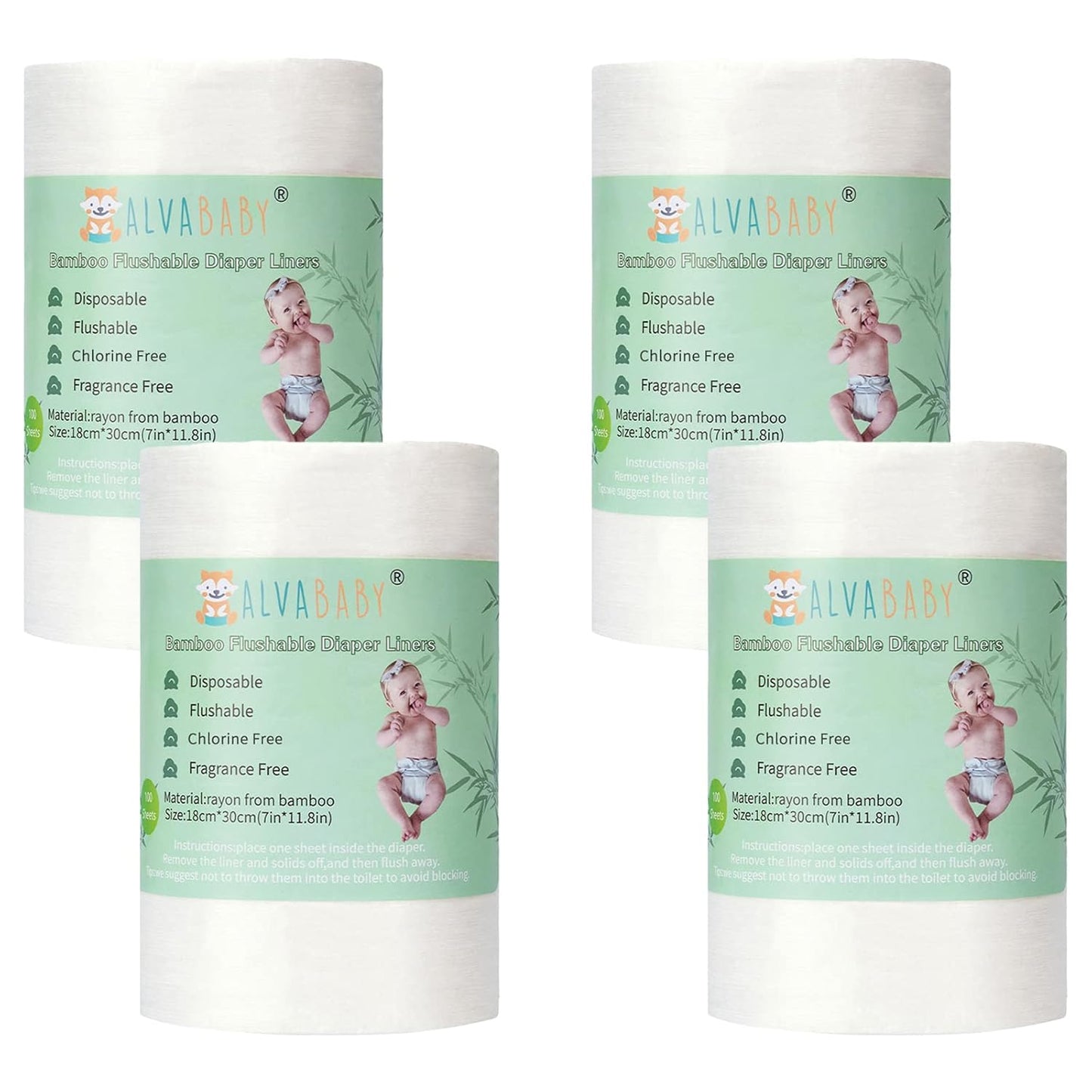 ALVABABY Soft Disposable Diaper Liners - Chlorine Free