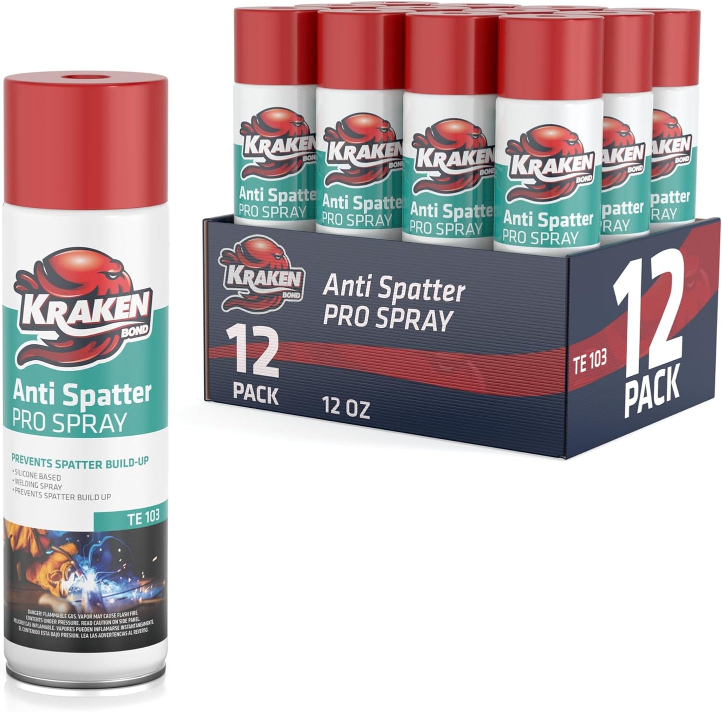 Kraken Bond Anti Spatter Welding Spray - 12 Pack for Clean Welding