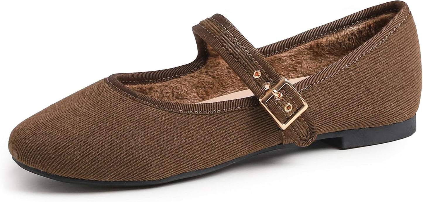 FEVERSOLE Women's Soft Cushion Extra Padded Mary Jane Flats