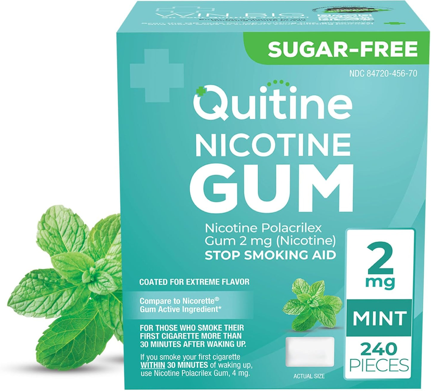 Quitine Nicotine Gum 2mg Mint Flavor for Effective Smoking Cessation