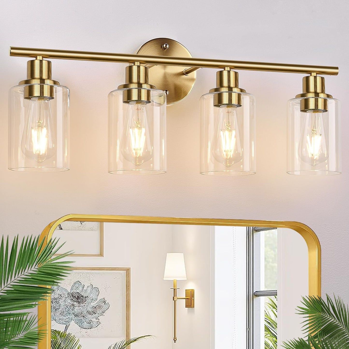 4-Light Bathroom Light Fixtures with Brushed Gold Finish