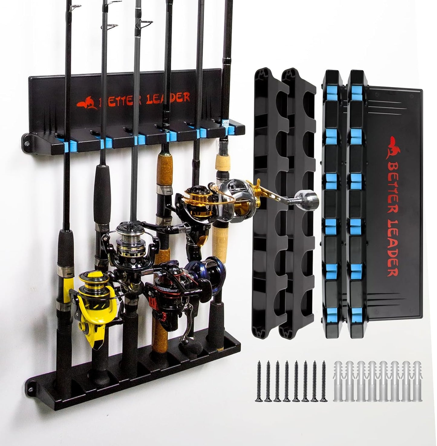 BETTER LEADER Vertical Rod Holder - Store 12 Rods Safely