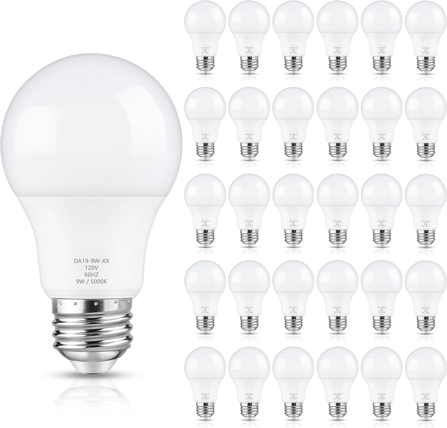 A19 LED Light Bulb Dimmable 60 Watt Equivalent 30-Pack
