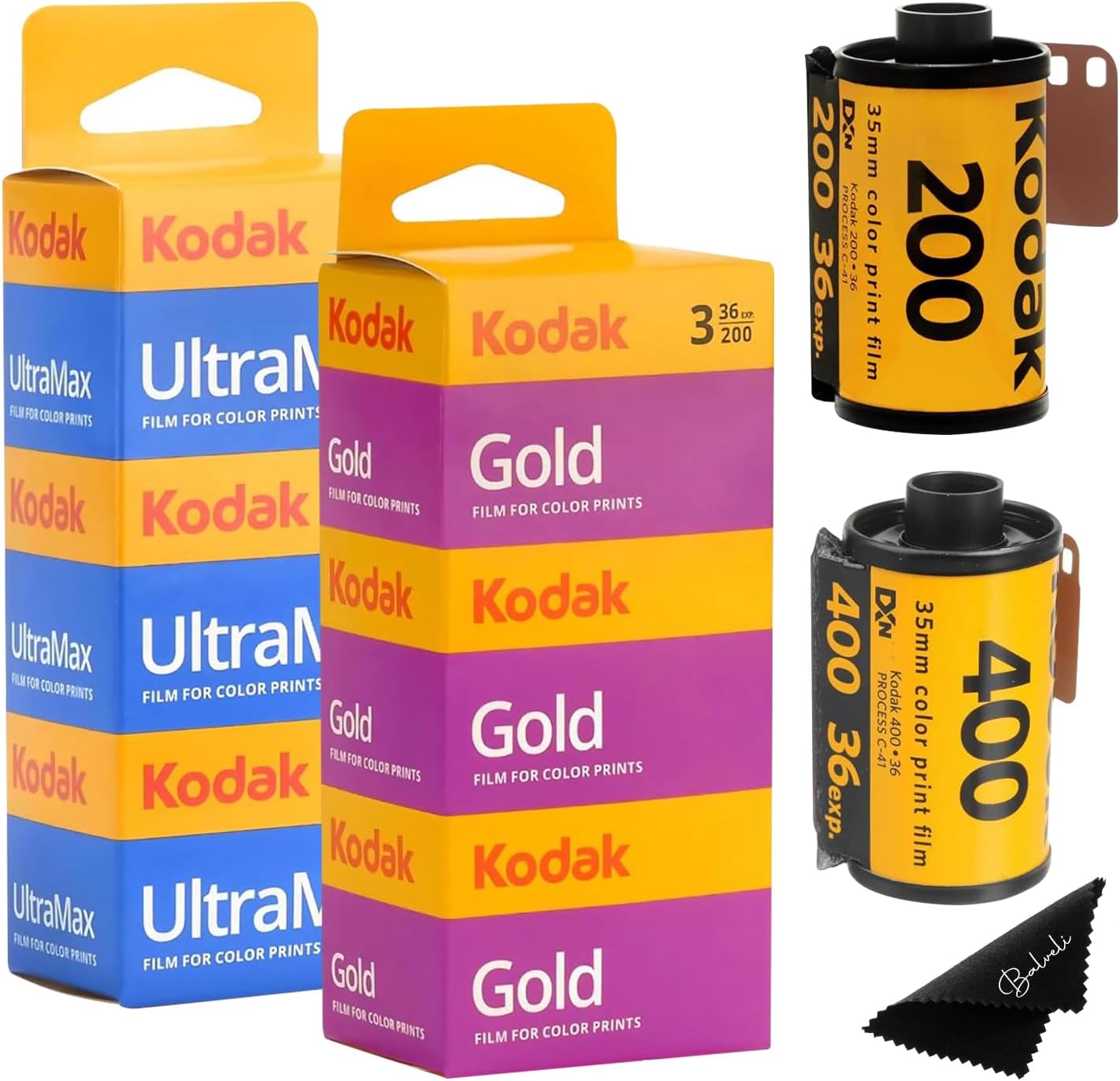 Kodak Ultramax 400 & Gold 200 35mm Film Bundle with Cloth