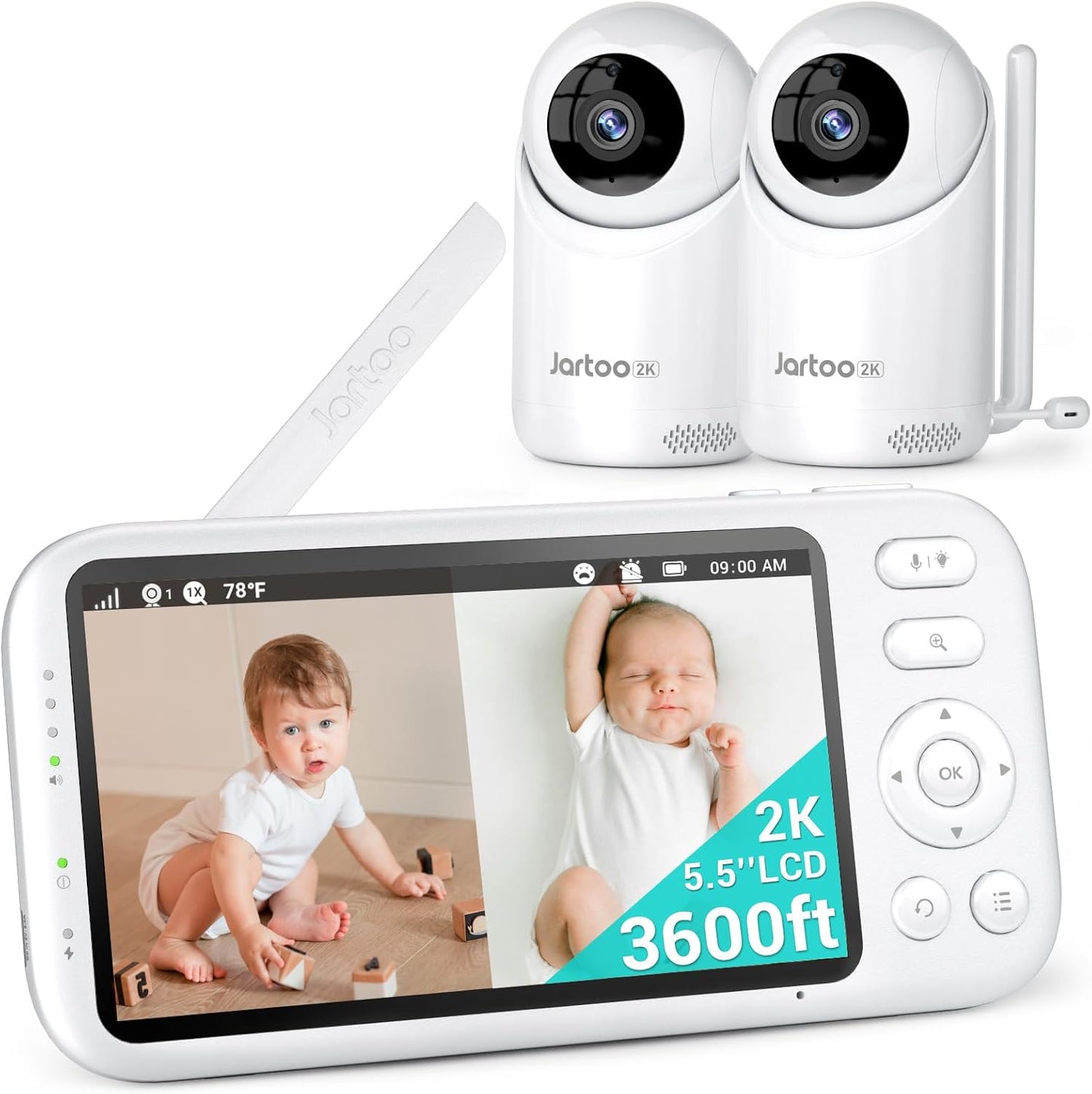 2K Baby Monitor: AI Cry Detect, 3600ft Range, VOX