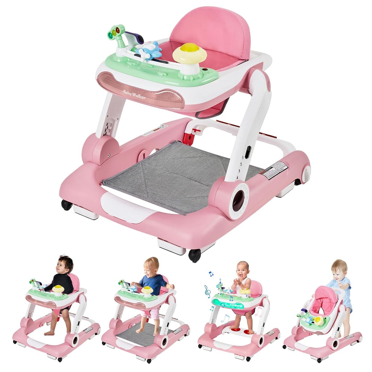 5-in-1 Baby Walker with Music and Lights for Active Babies