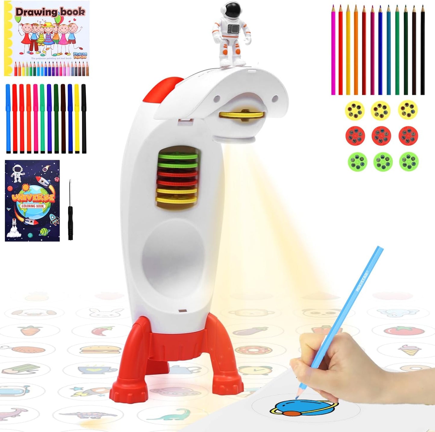 Interactive Drawing Projector Kit - 24 Color Pens - Creative Fun for Ages 3-8