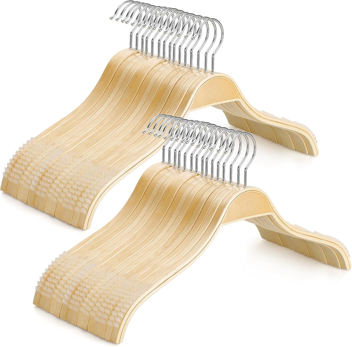 TOPIA HANGER Slim Natural Wood Hangers with Non-Slip Grips