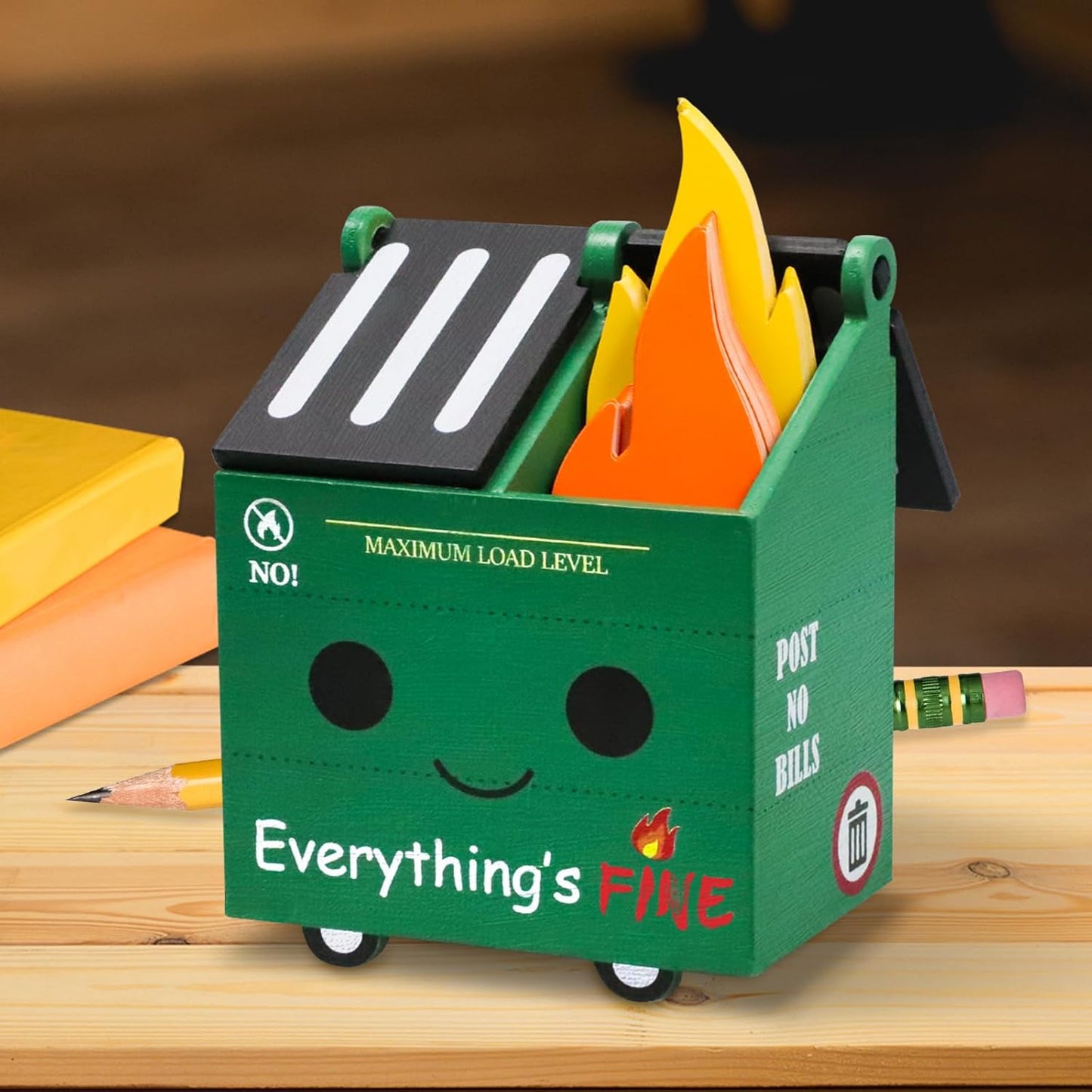 PUNICA Dumpster Fire Pencil Holder: Office Fun Essential