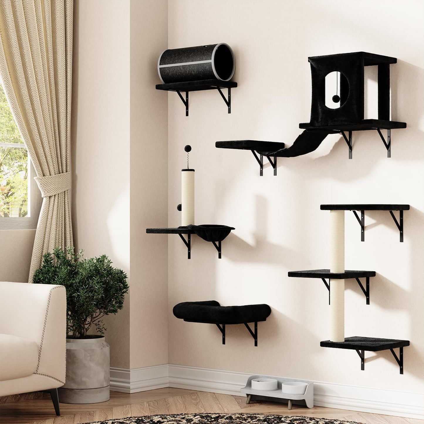 7-in-1 Wall Mounted Cat Climber Set for Indoor Cats