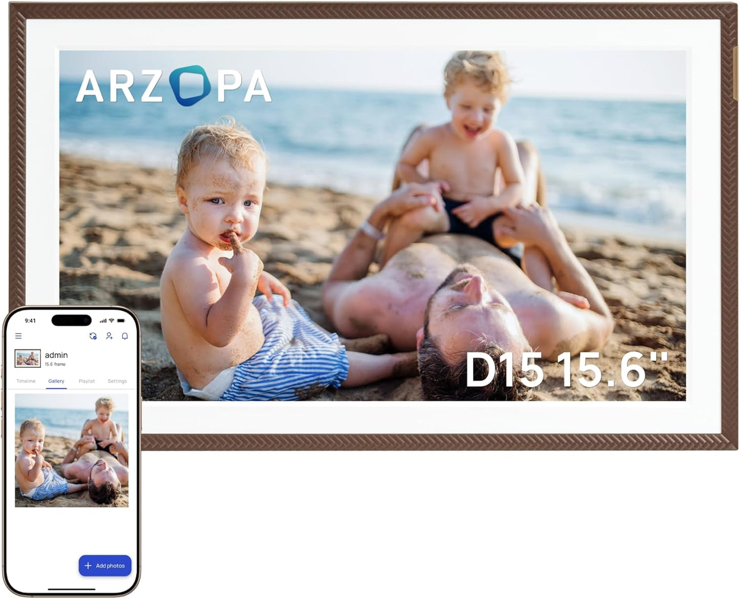 Arzopa 15.6 Inch Digital Picture Frame with Touchscreen Features