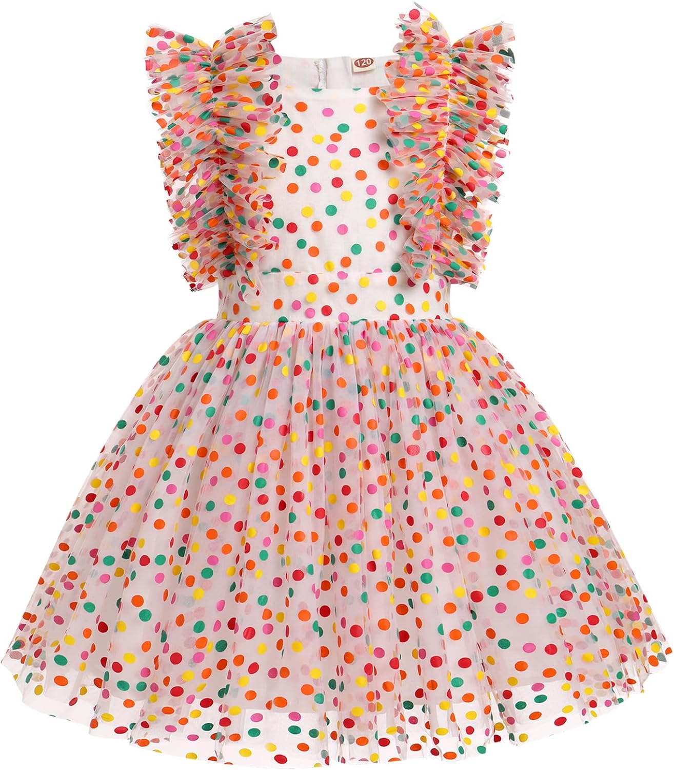 Girls Birthday Party Dress with Butterfly Daisy Polka Dots