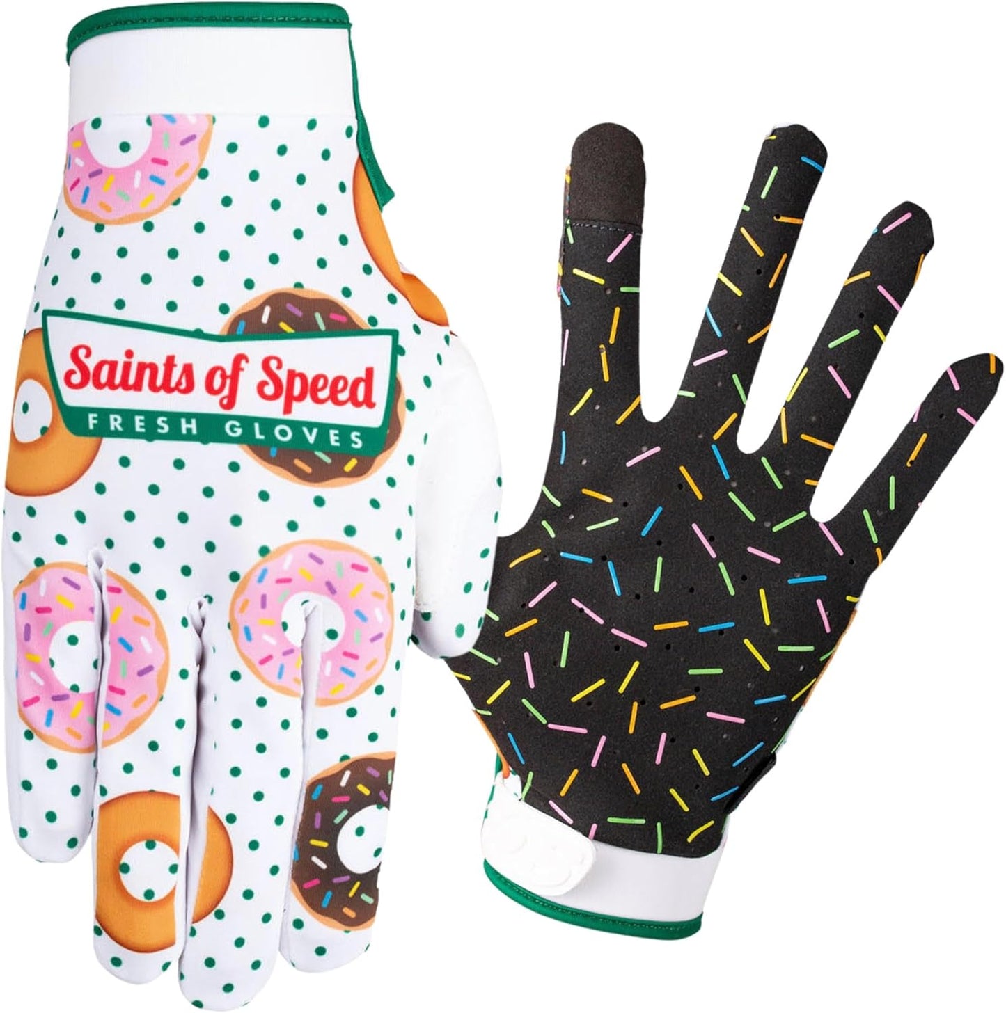 Saints of Speed Donut Printed Dirt Bike Gloves for All Sports