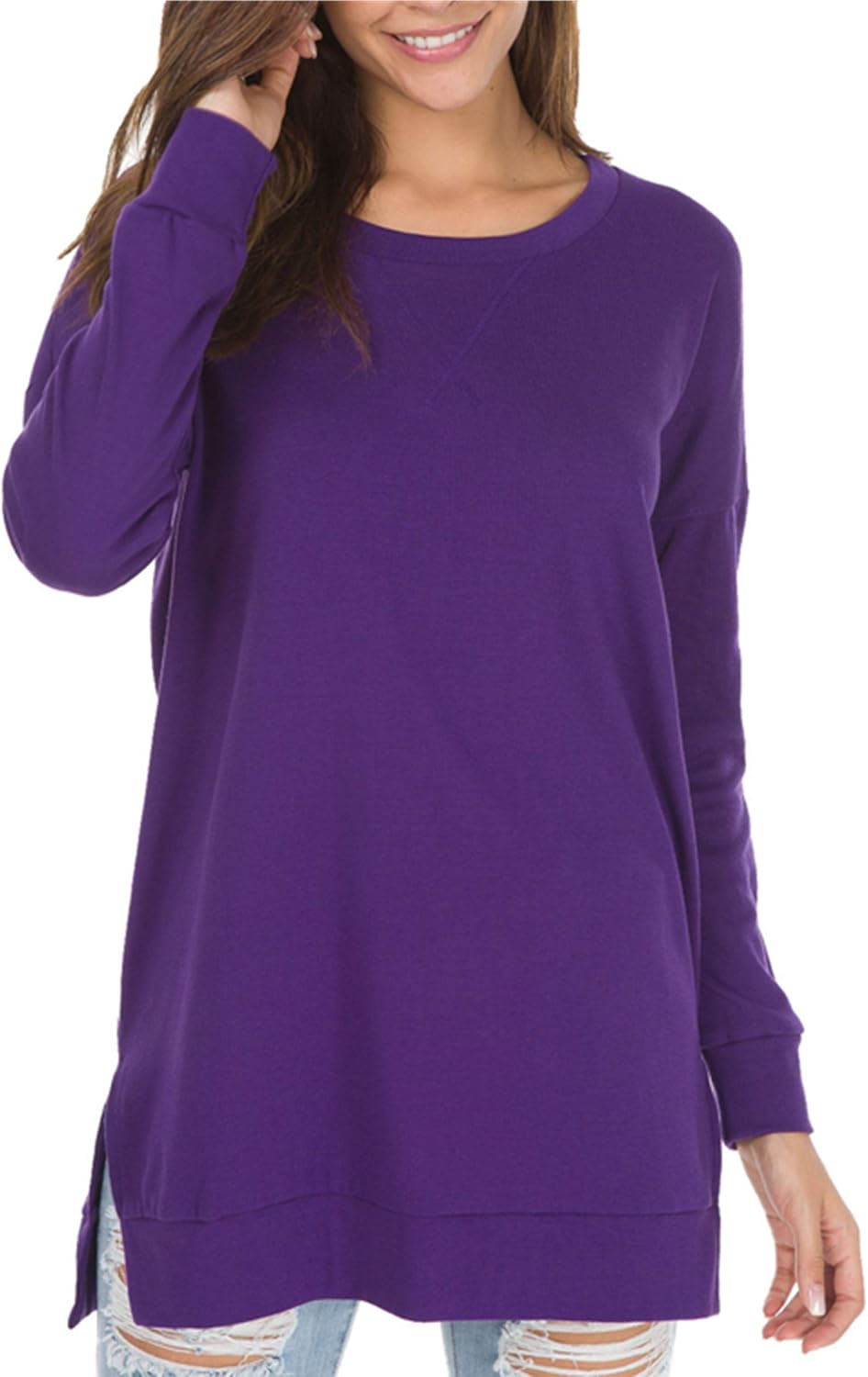 levaca Womens Fall Long Sleeve Pullover Casual Tunic Tops
