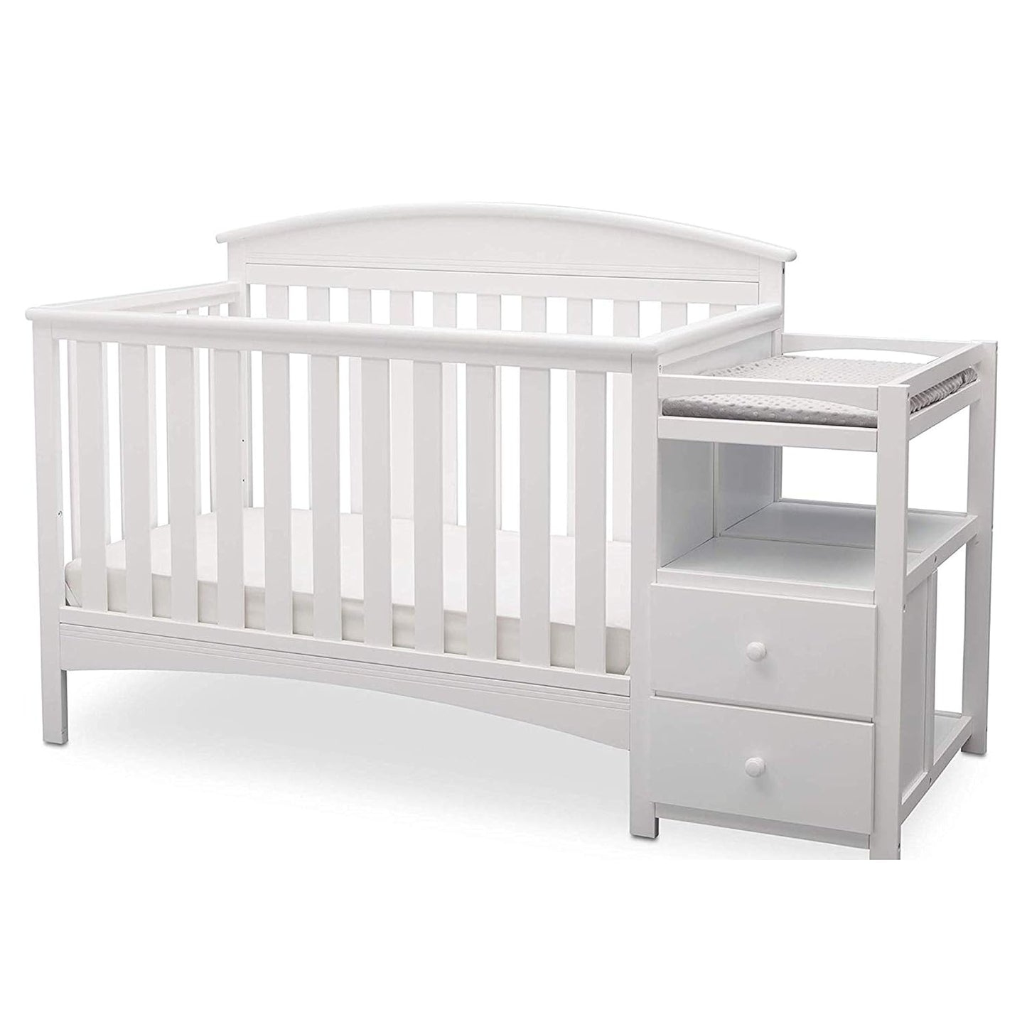 Delta Children Abby Convertible Crib and Changer in Bianca White