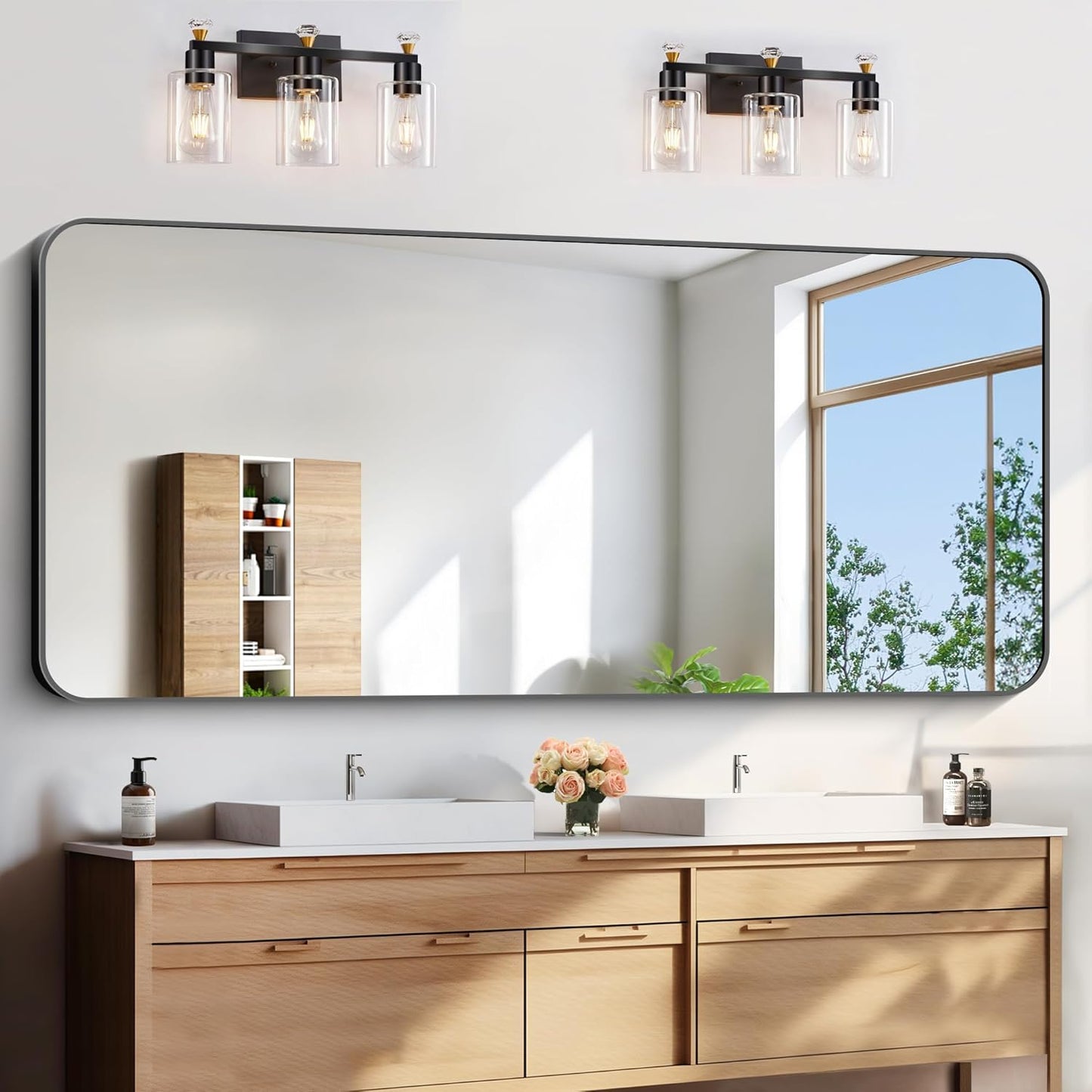 FORBATH Large Bathroom Mirror 72x30 Inches for 2 Sinks