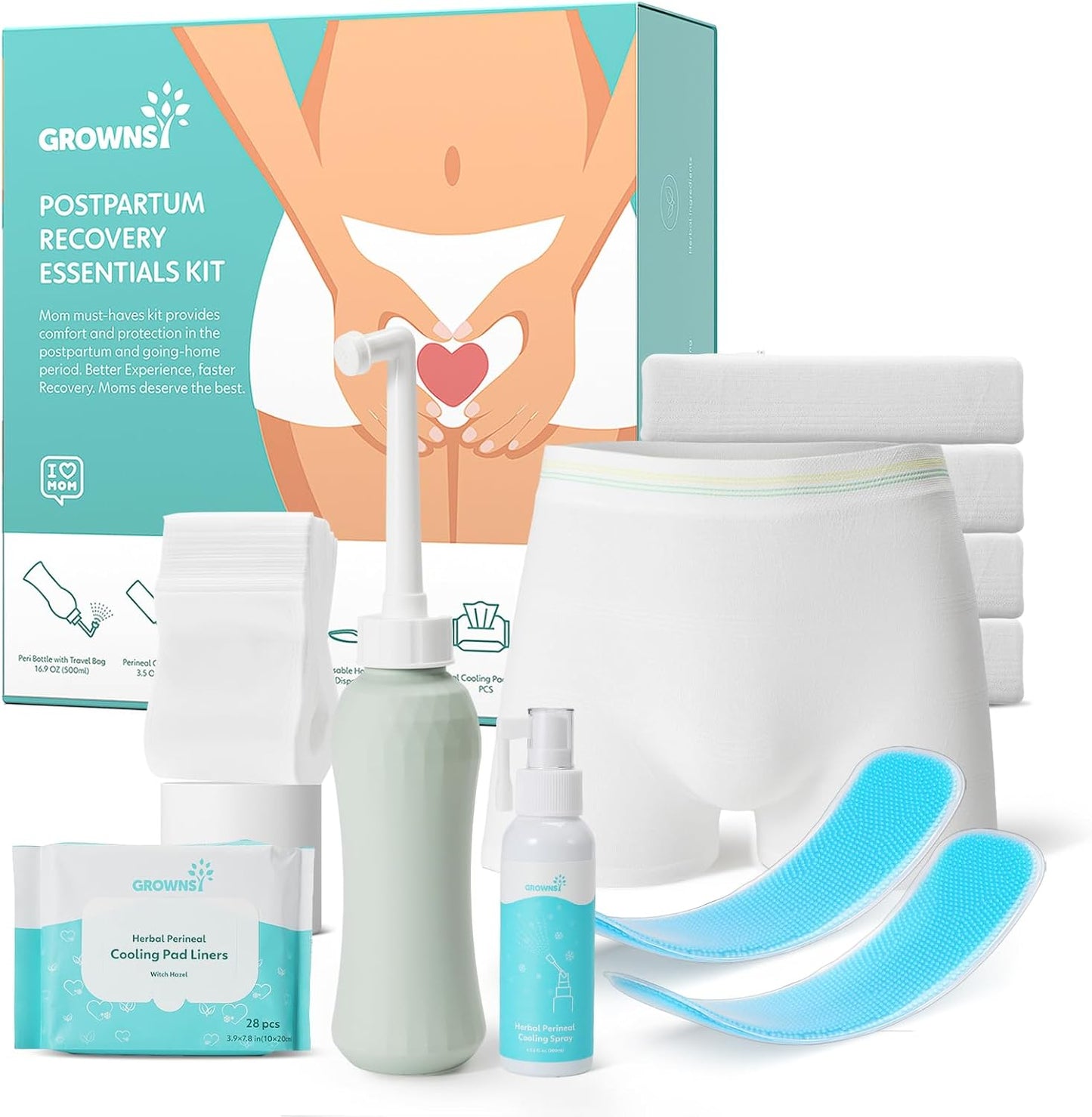 Grownsy Postpartum Essentials Recovery Kit for New Moms