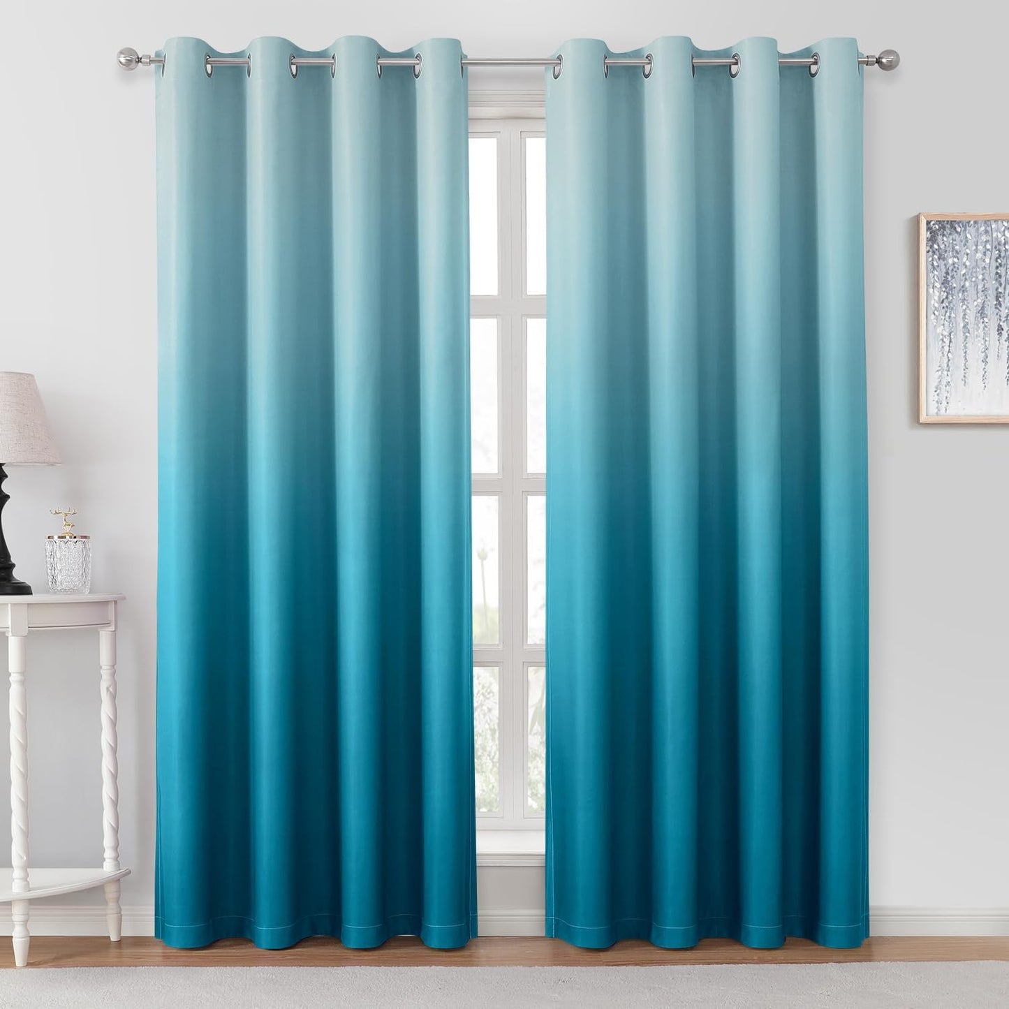 Turquoise Ombre Blackout Curtains for Stylish Room Darkening
