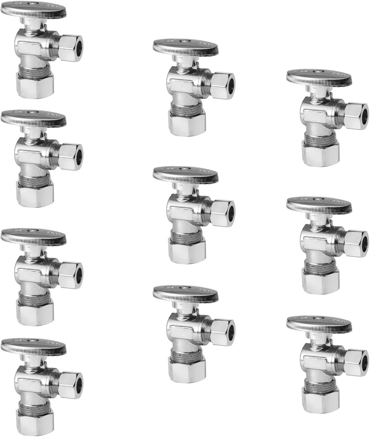 10-Pack Angle Stop Valve 1/2in Nominal for Plumbing Needs
