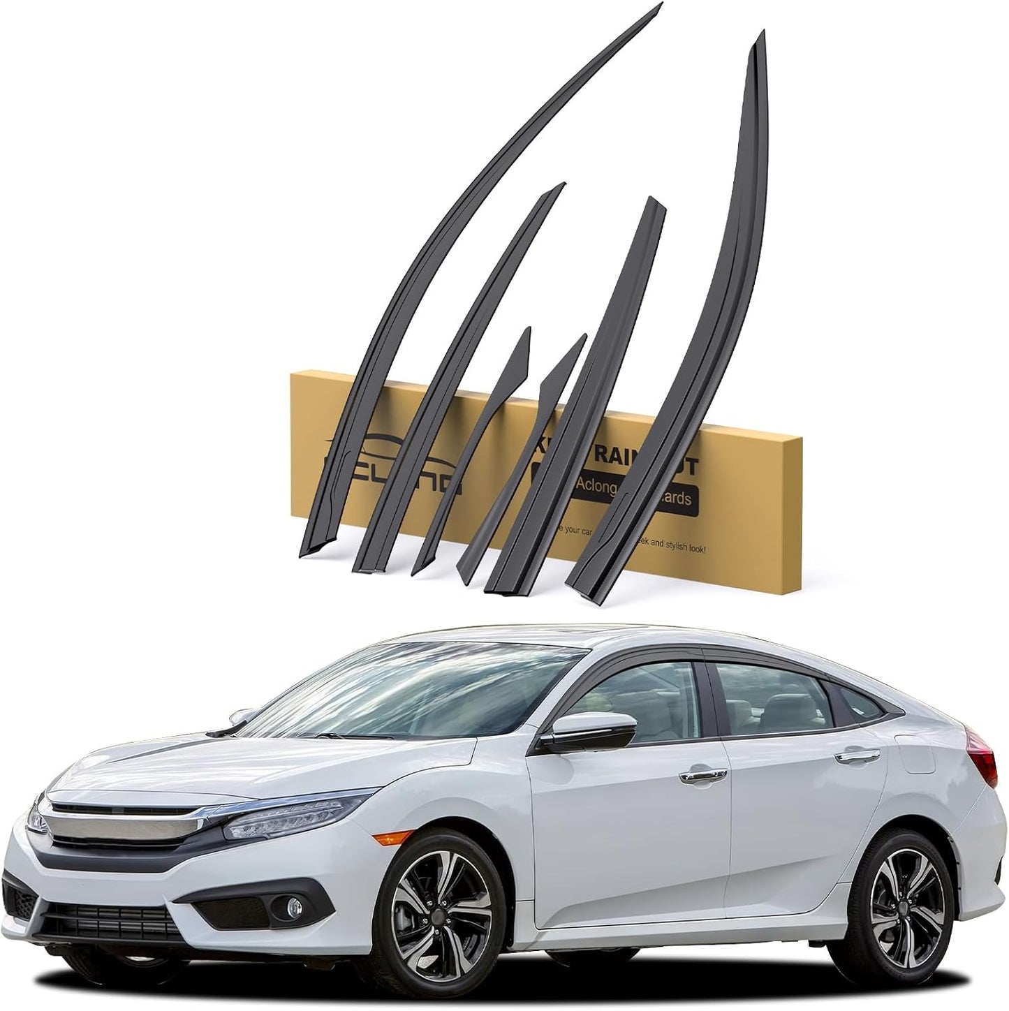 Civic Sedan Rain Guards 2016-2021 - Durable Tape-on Window Deflectors