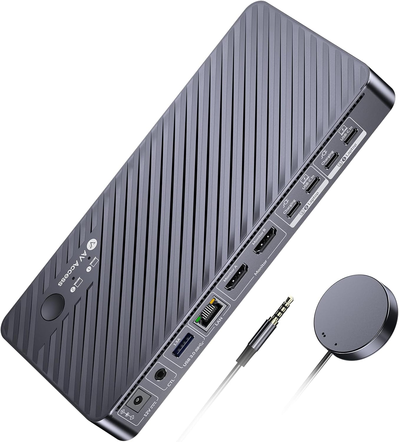 AV Access KVM Switch for Dual Monitors and Laptops - 4K UHD