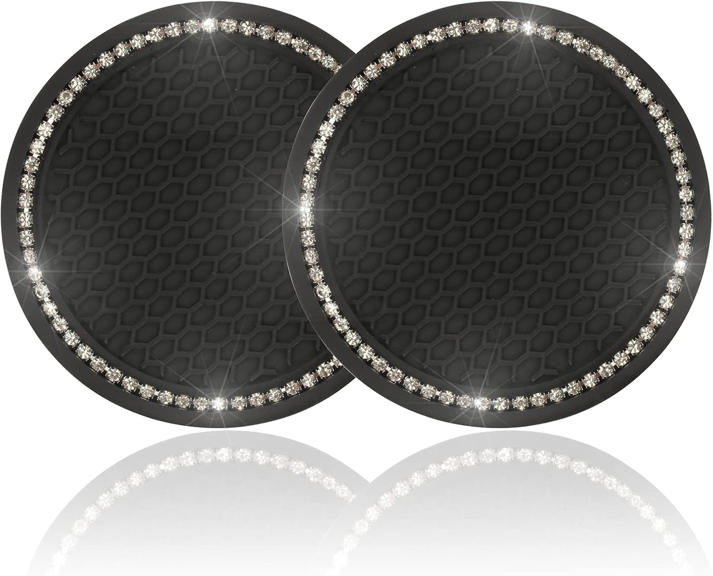 Bling Car Cup Holder Coaster Set - Anti-Slip Glam for Auto Interiors