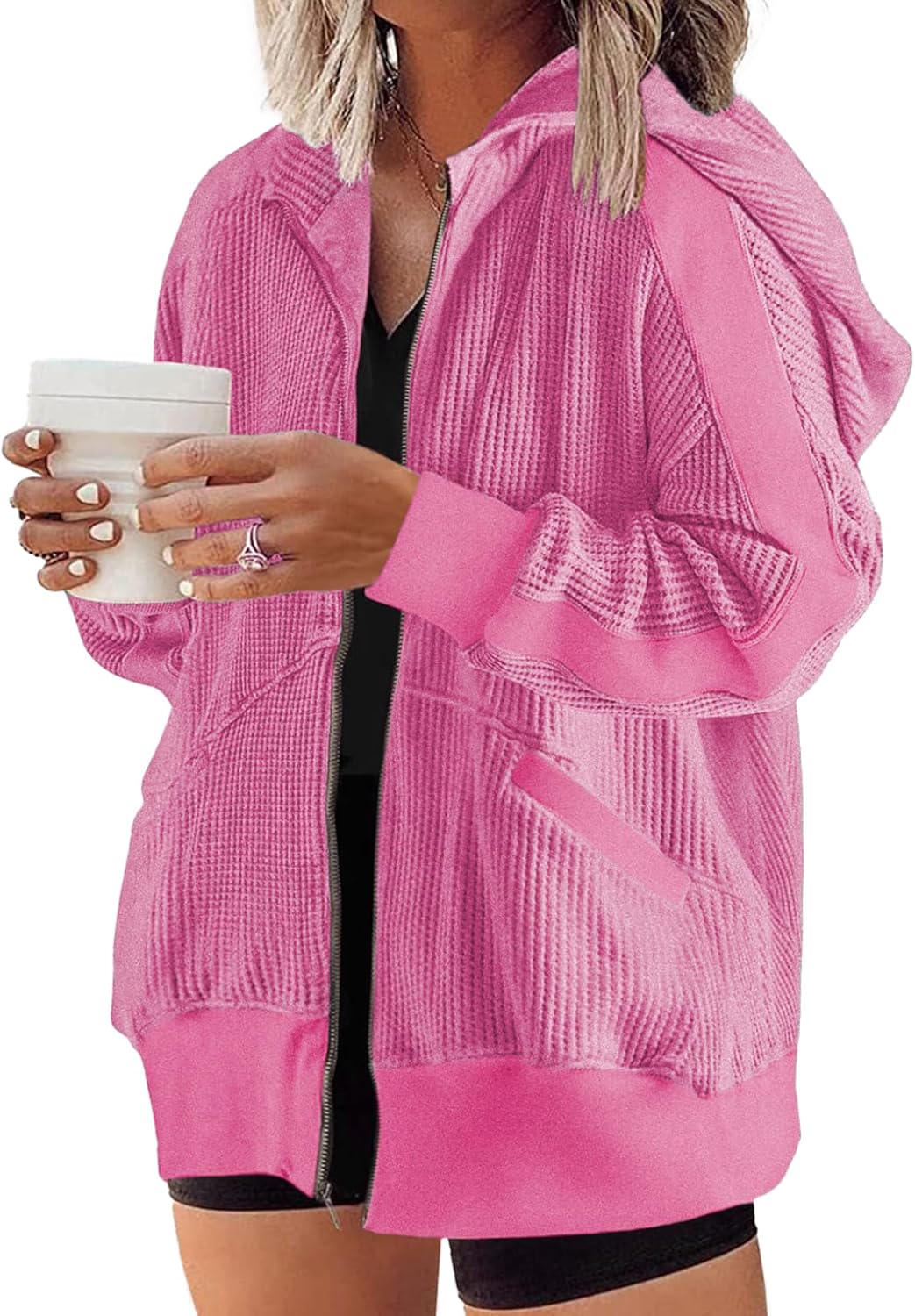 Eytino Womens Plus Size Long Sleeve Zip Up Casual Hoodies