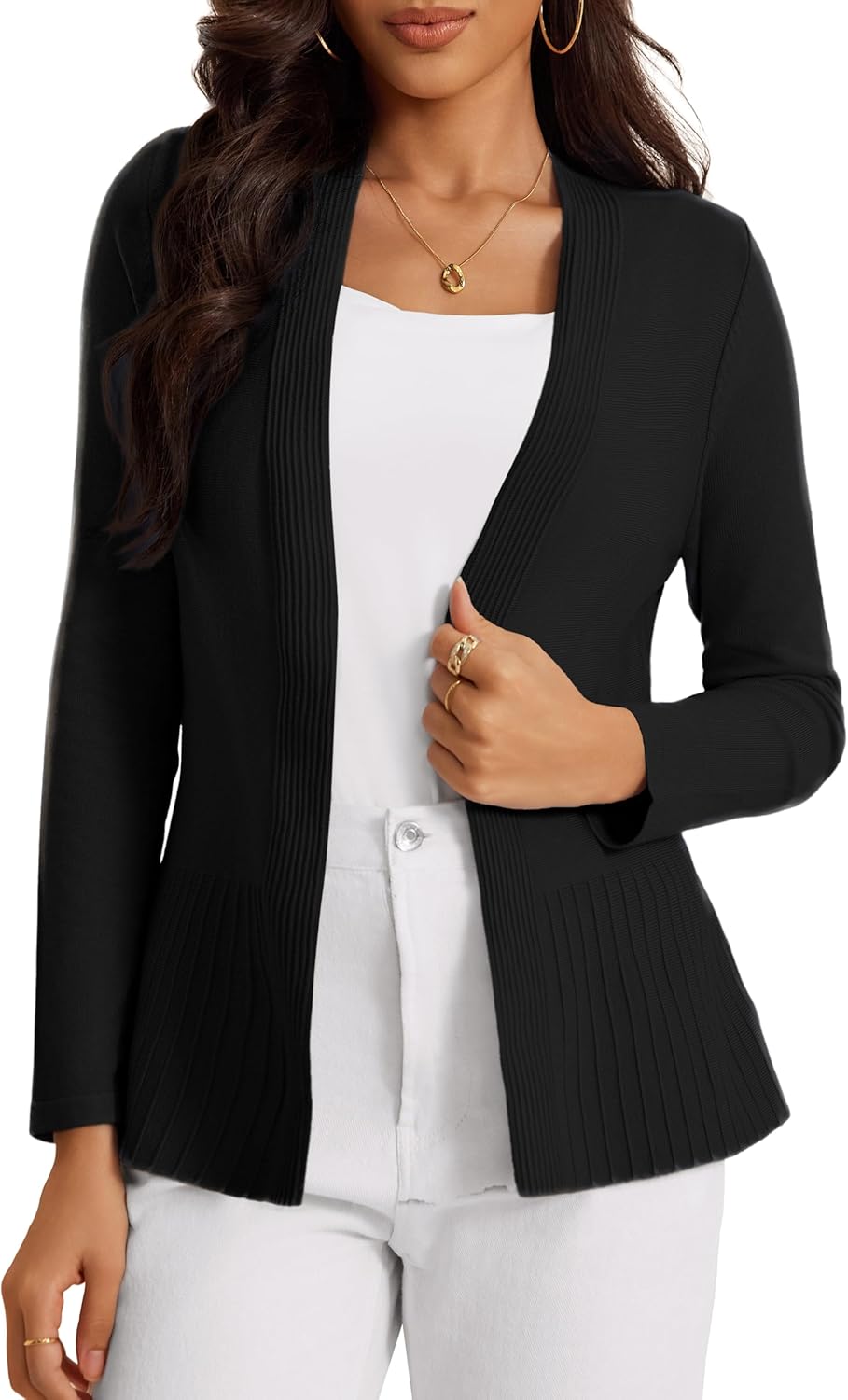 Women's Casual Open Front Sweater Long Sleeve Cardigan