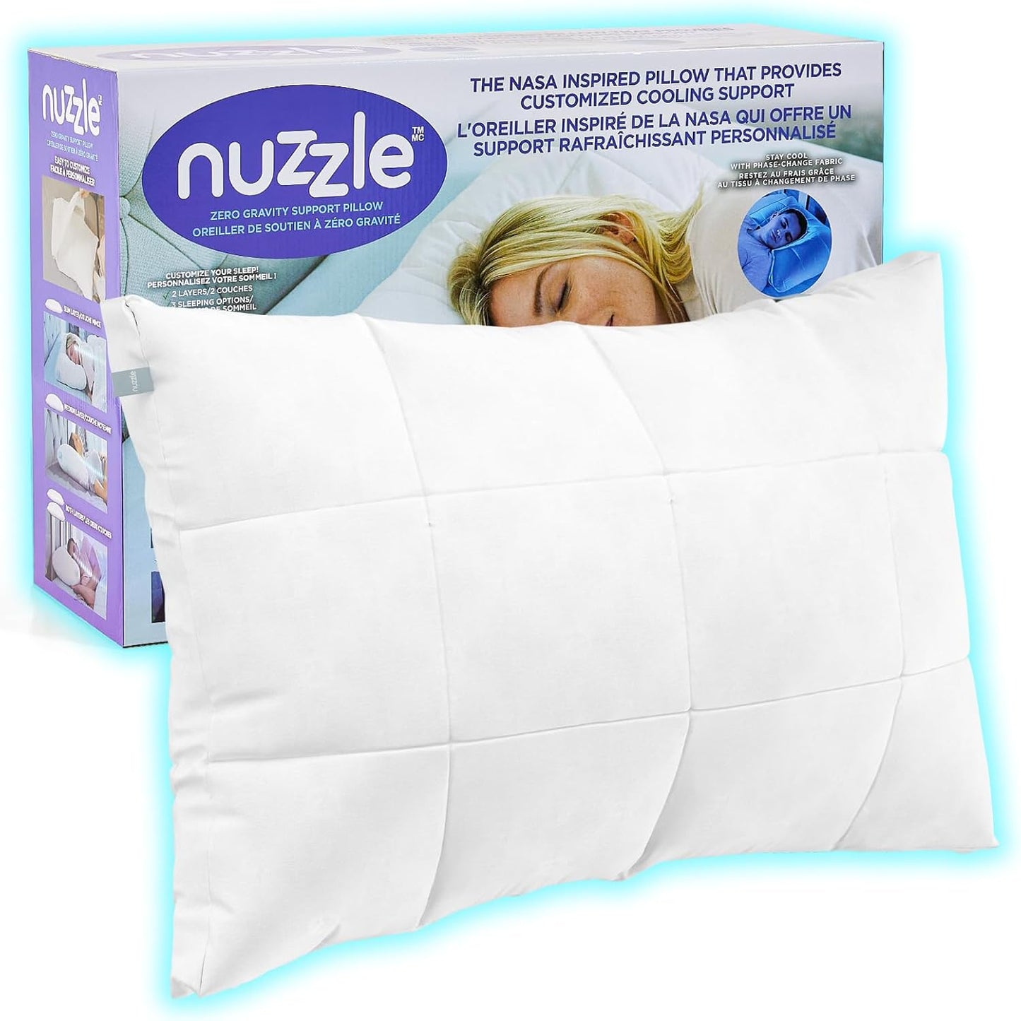 Nuzzle Cooling Adjustable Pillow for Side Sleepers - Luxury Comfort
