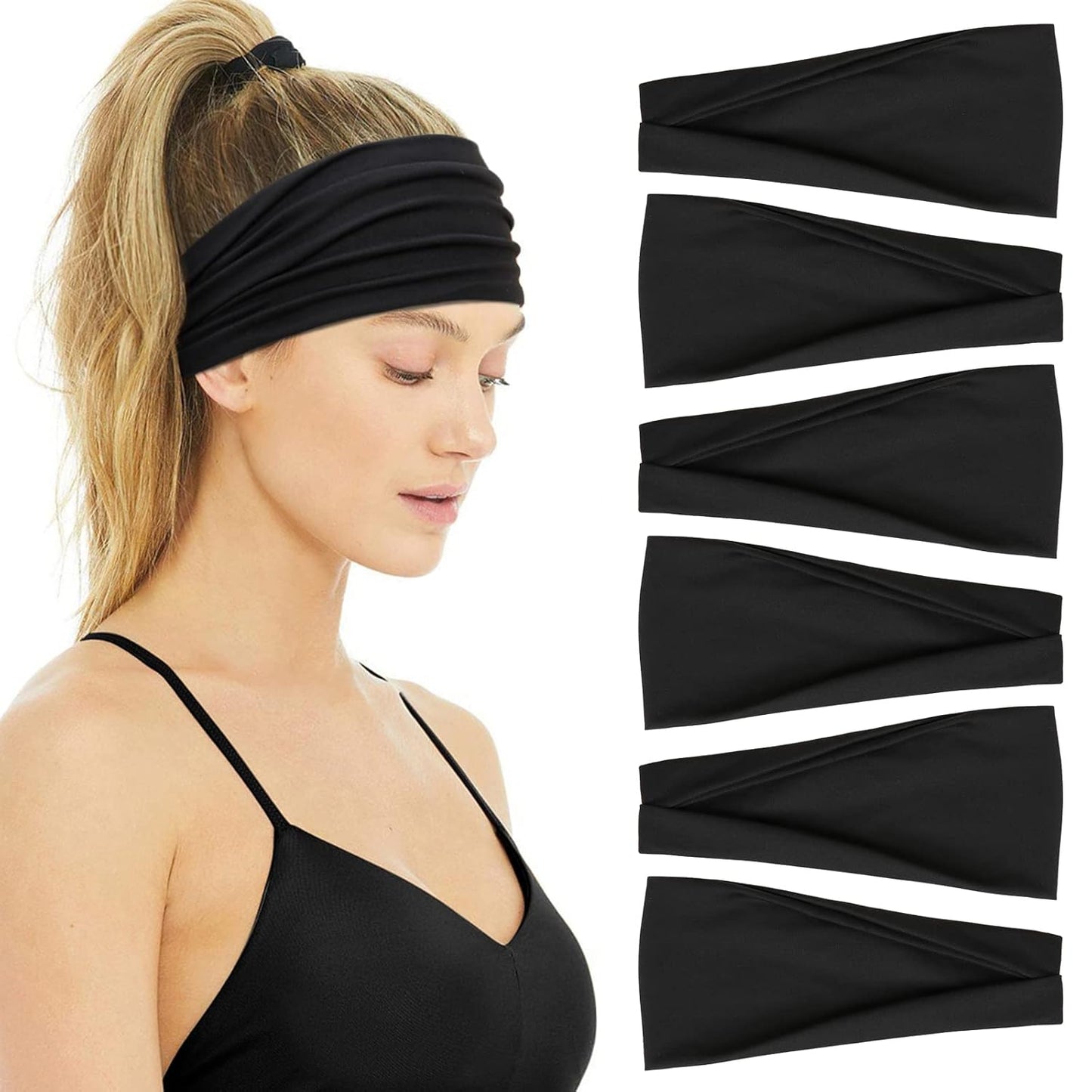 Huachi Butter Soft Headbands - Sweat-Wicking Athletic Hair Bands