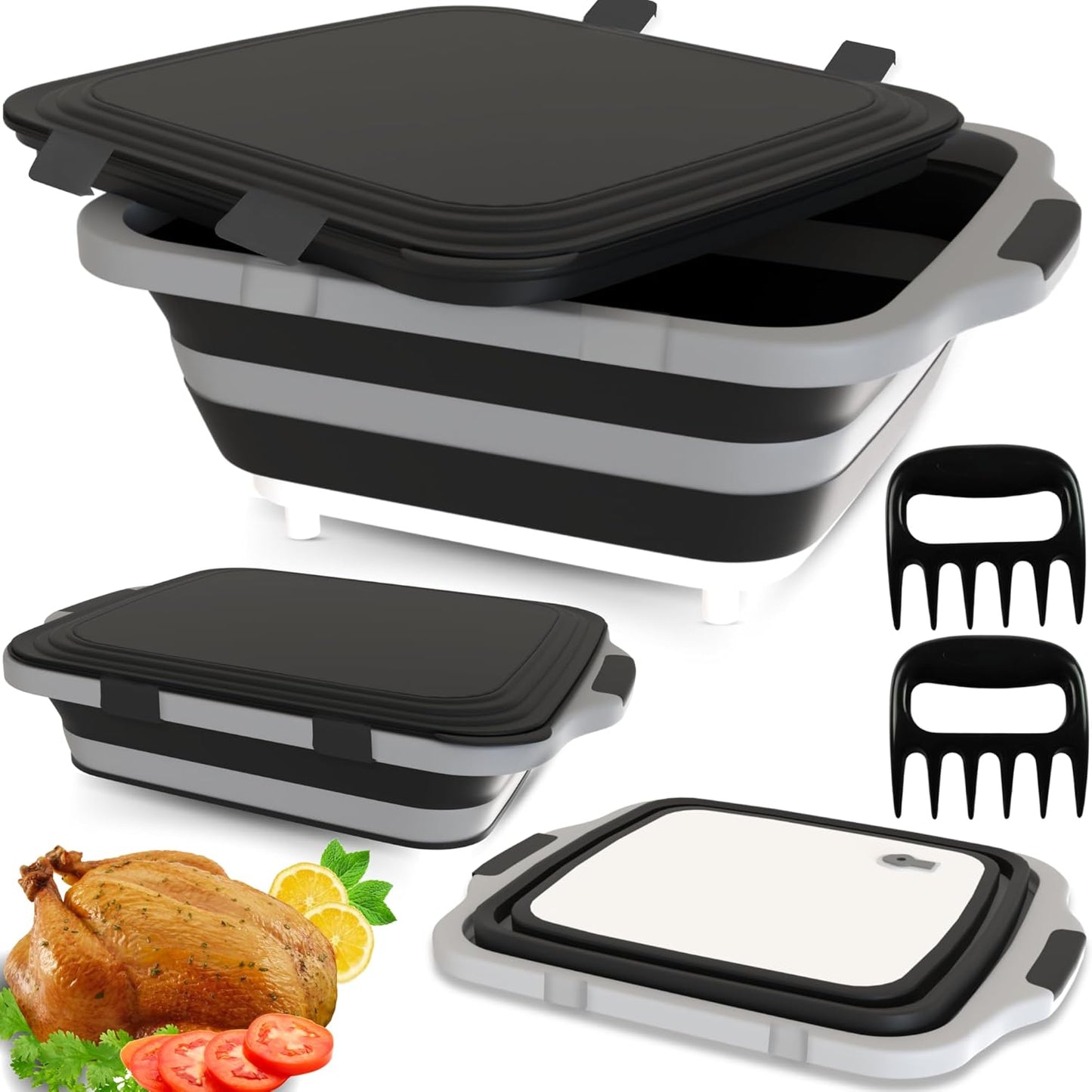 MAYALEAD BBQ Prep Tub with Meat Shredder Claws for Grilling