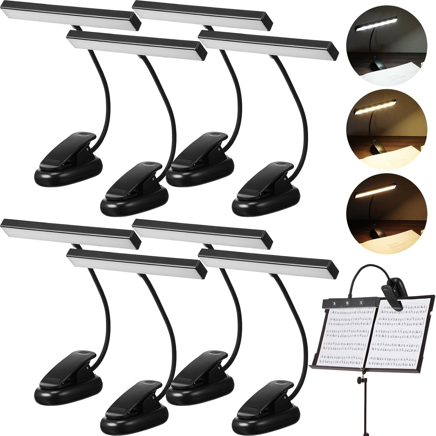 Retisee 8 Pcs Music Stand Light with Adjustable LED Piano Lamp