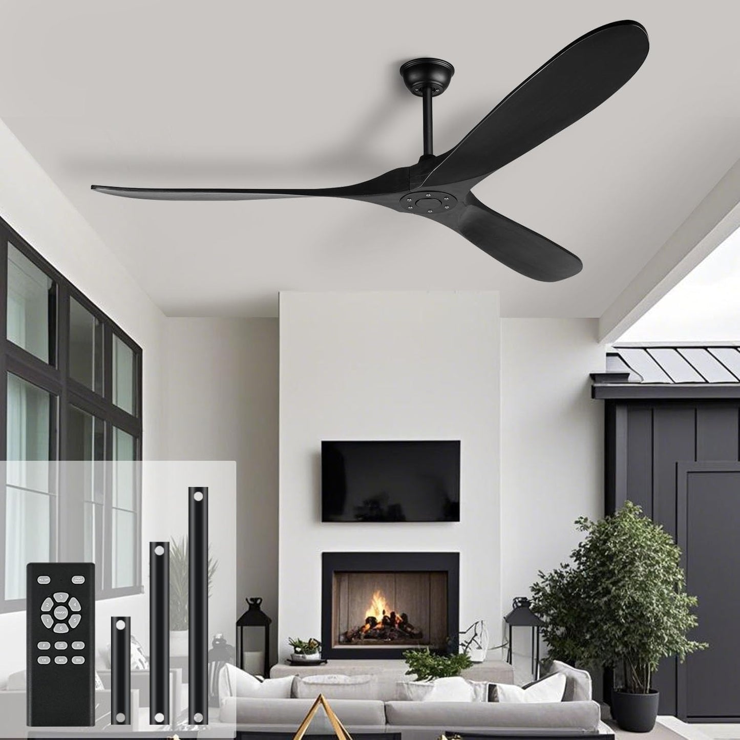 heimo 52 inch Black Ceiling Fan No Light for Indoor Outdoor Use