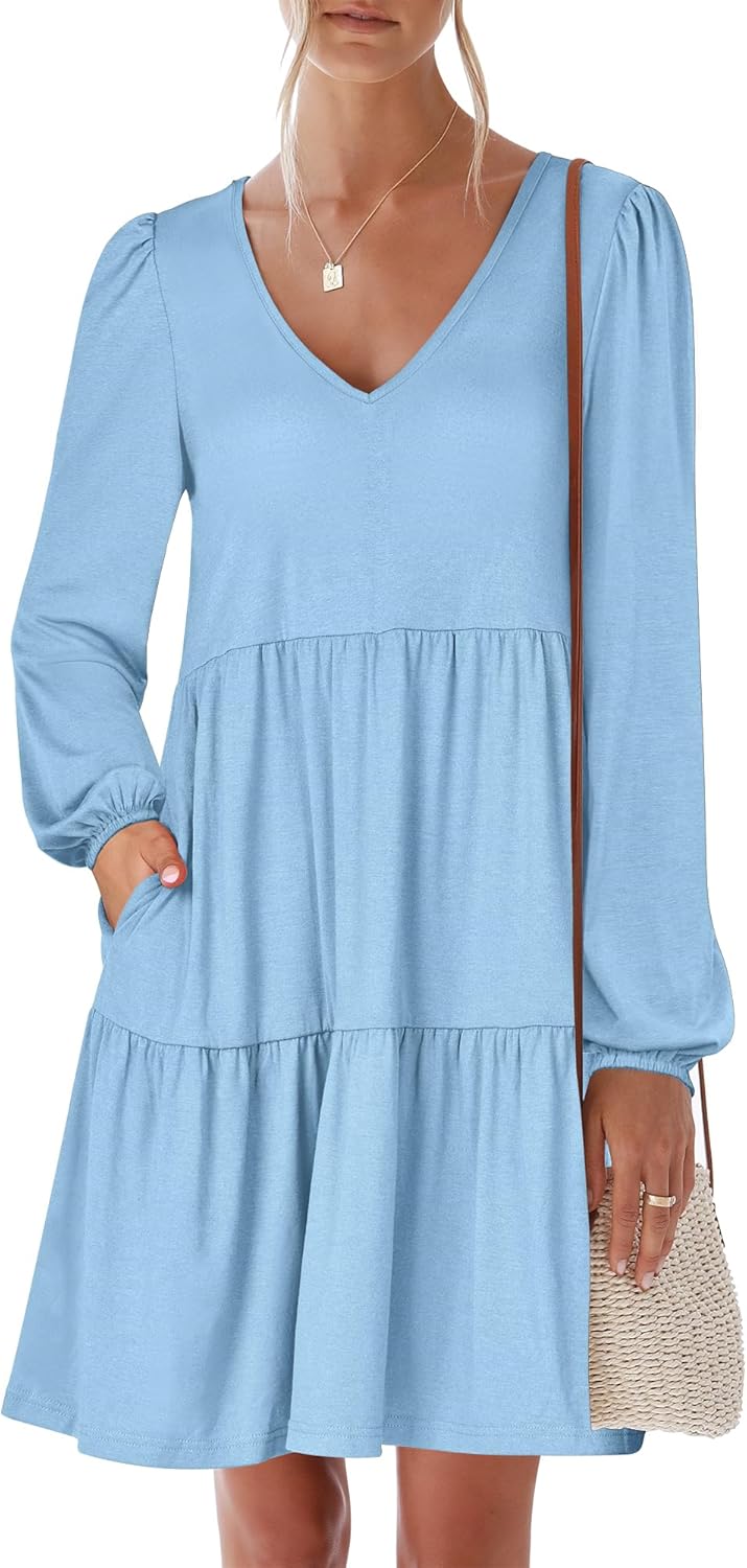 ANRABESS Womens Long Sleeve Dress for Casual Beach Outfits