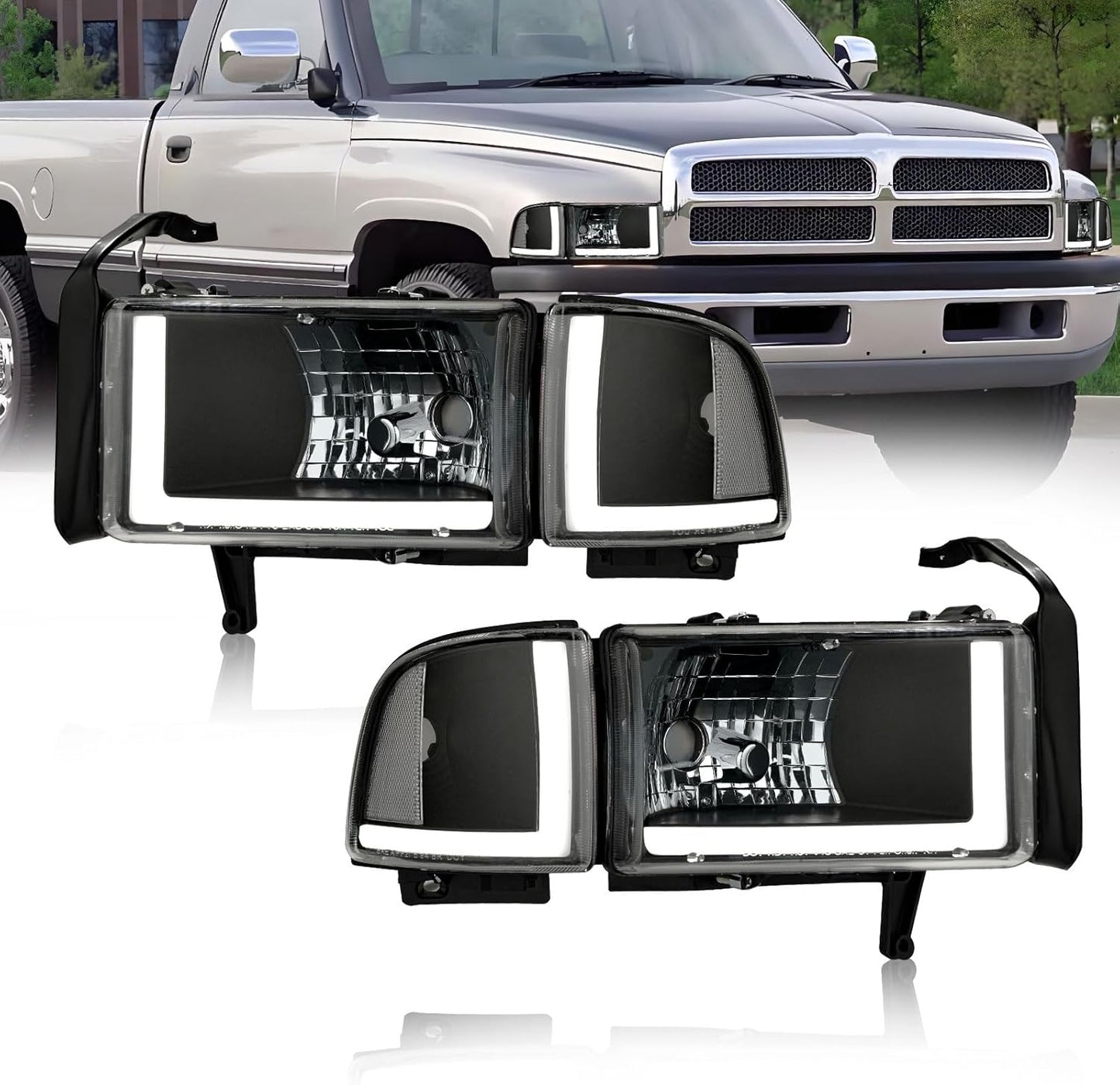 LED DRL Headlights for 1994-2001 Dodge Ram 1500 & 2500/3500