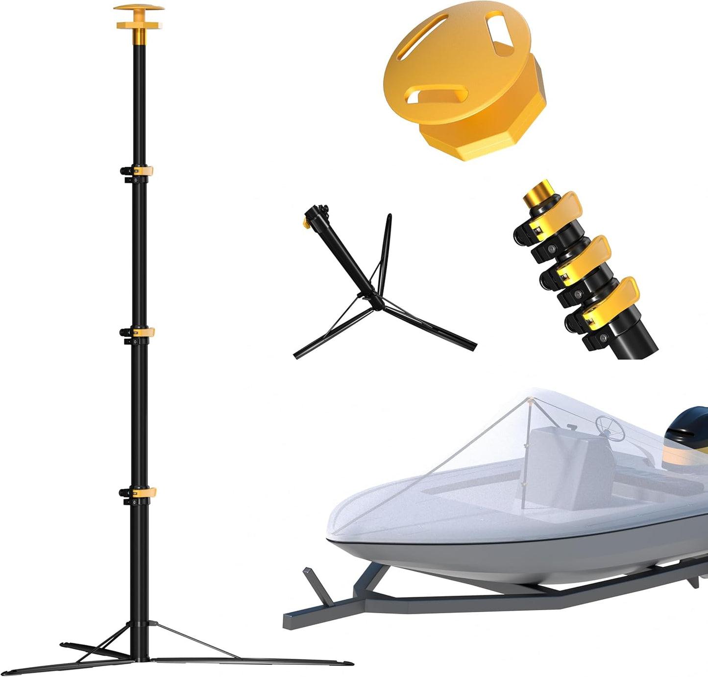 Boat Cover Support Poles System for Adjustable Height Stability