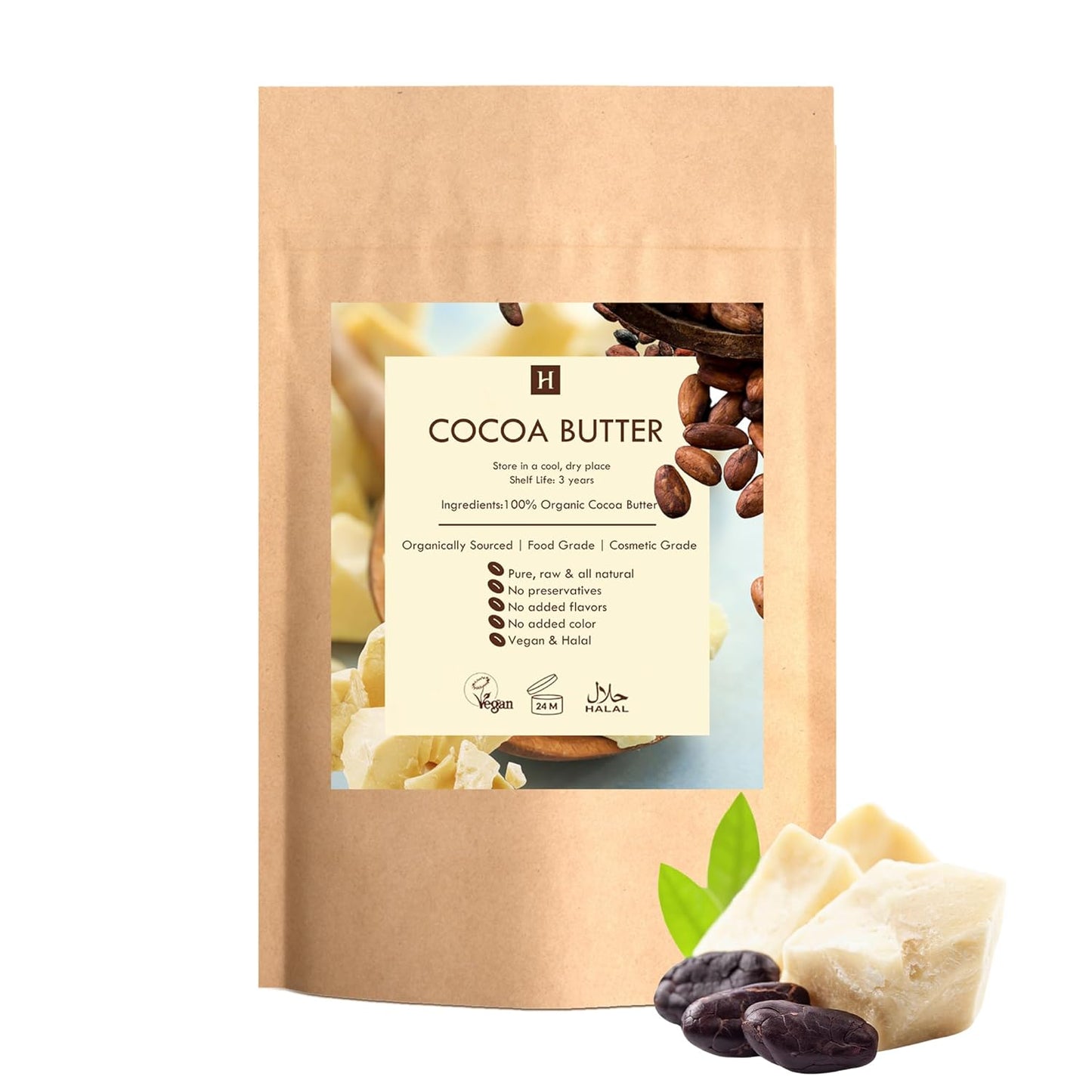 Pure Cocoa Butter for Lotion, Cream, and Lip Balm - 1 lb