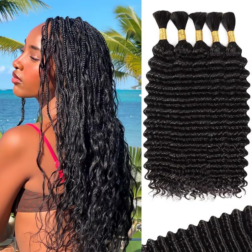 12A Human Braiding Hair for Boho Braids - 22 Inch Deep Wave