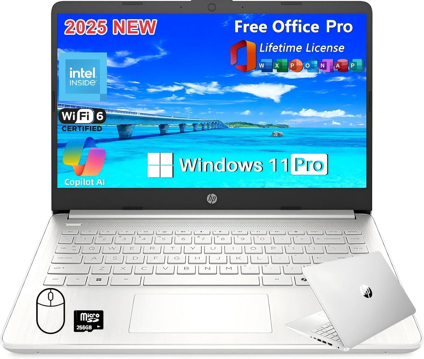 HP 14 Inch HD Laptop with Intel N150 Processor and 16GB RAM