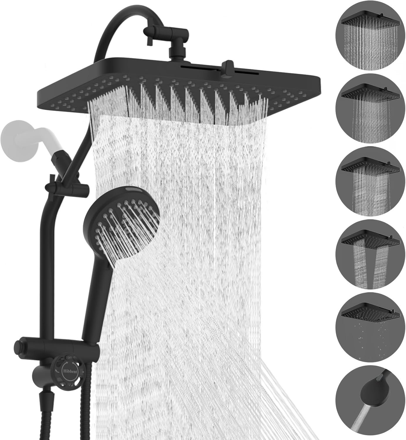 High Pressure 13ft' Shower Head Combo with Handheld and Diverter