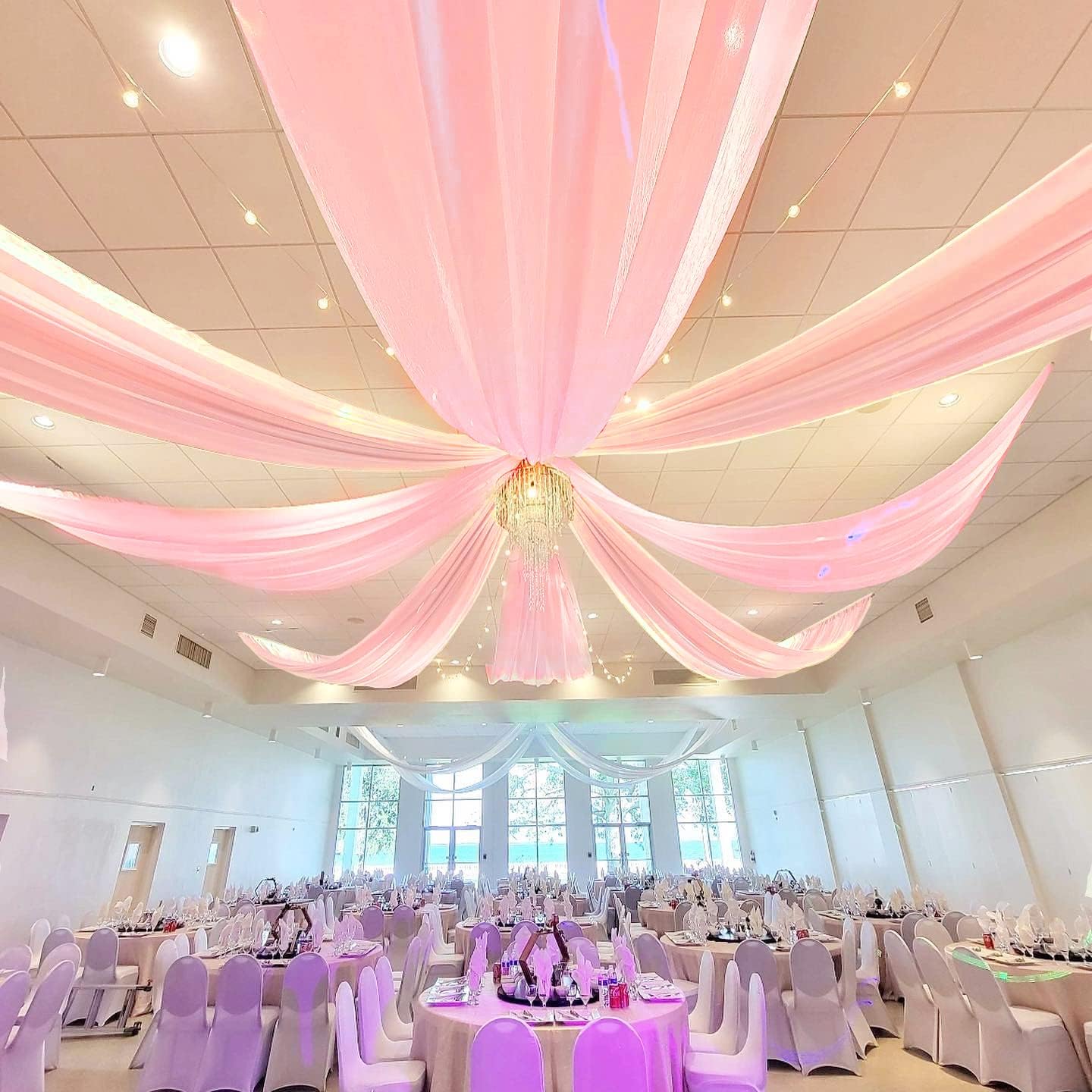Pink Ceiling Drapes Fabric for Wedding Decoration and Parties
